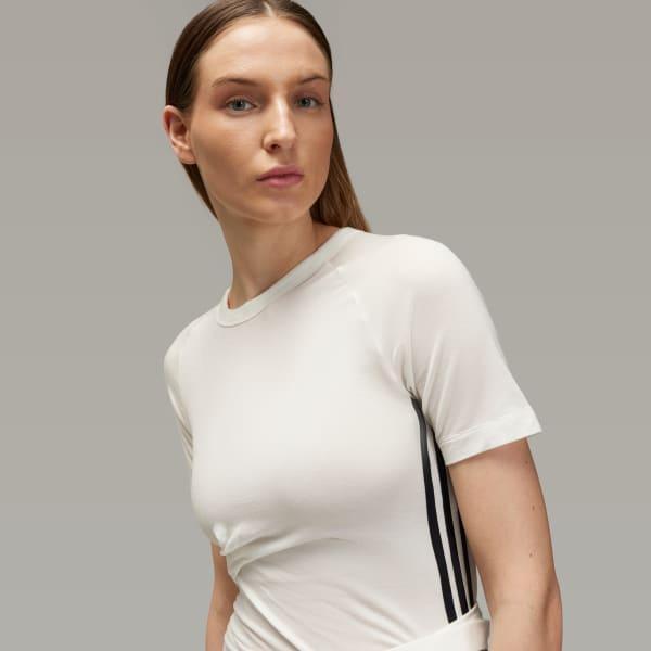 adidas Y-3 Tencel Short Sleeve Tee Core White XS Womens Product Image