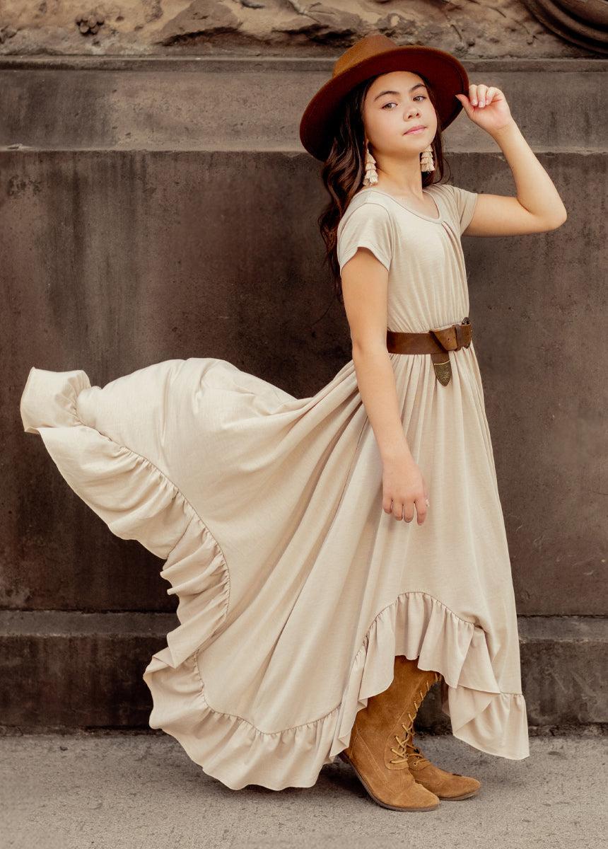 Braelyn Dress in Light Taupe Girls Product Image