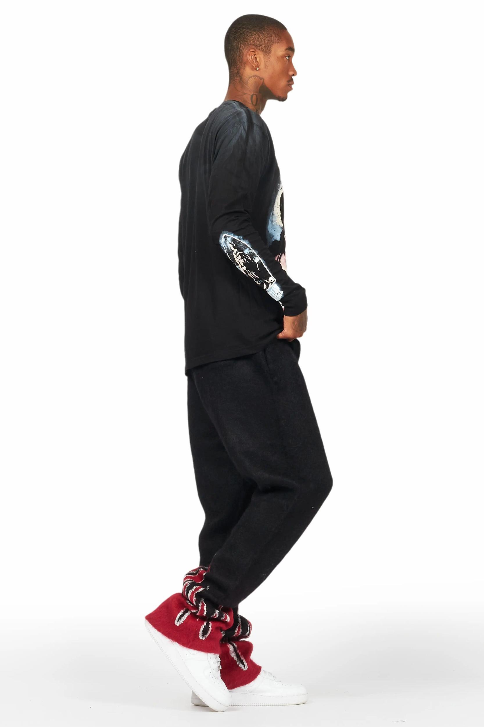 Holger Black/Red Graphic Stacked Flare Mohair Track Pant Male Product Image