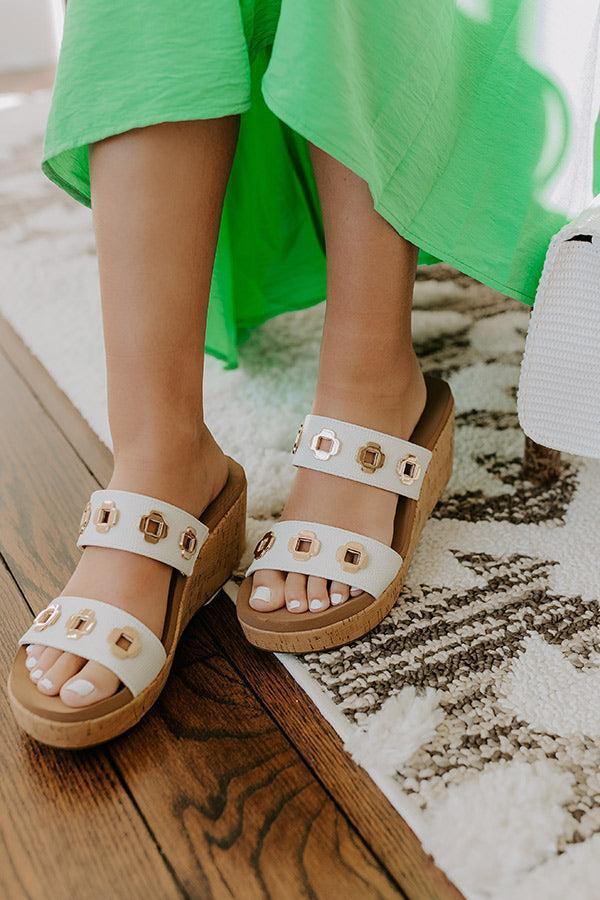 Hi Tide Faux Leather Wedge in White Product Image