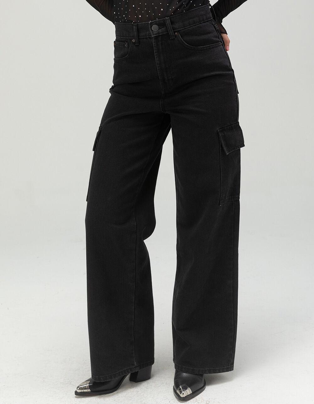 ONLY Hope Womens Wide Leg Cargo Jeans - BLACK DENIM Product Image