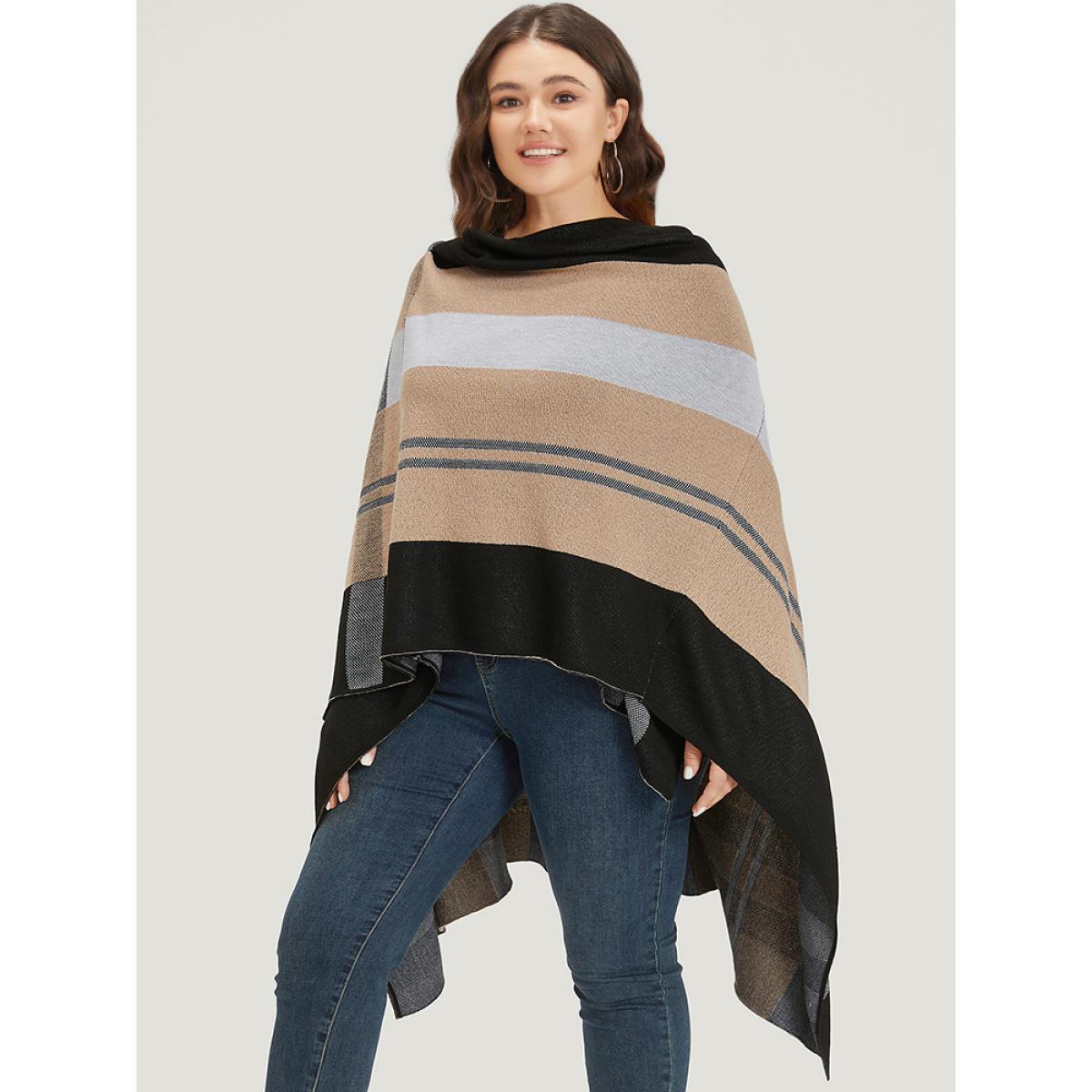 Plus Size Multi-wear Plaid Shawl Cardigan Tan Women Casual Oversized Sleeveless Dailywear Cardigans BloomChic 10/M Product Image