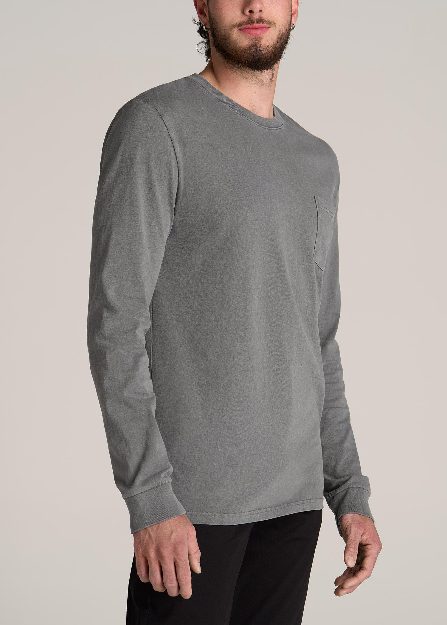 Garment Dyed Long Sleeve Pocket Tall Men's Tee in Slate Product Image