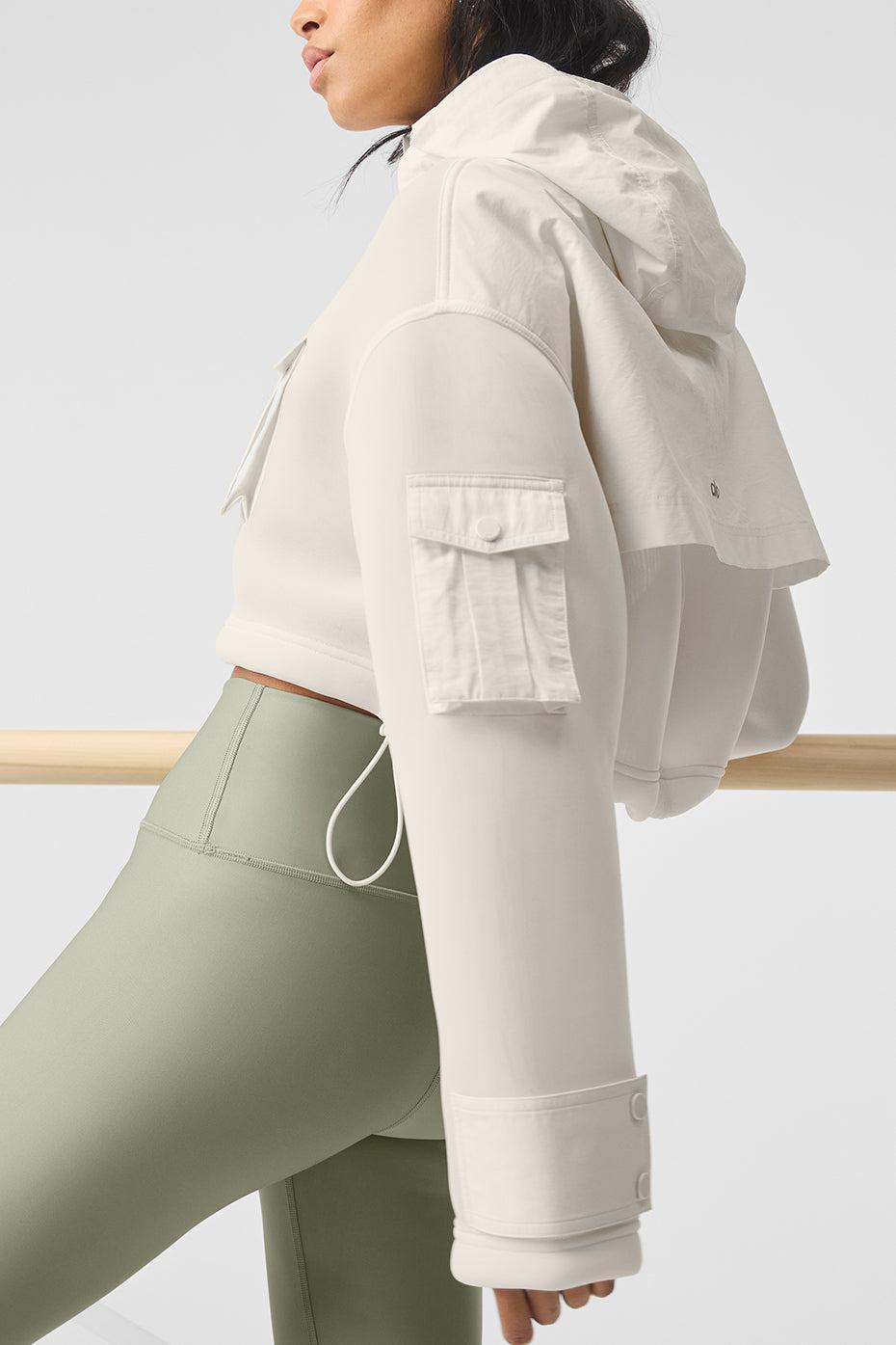 Cropped Engage Cargo Parka - Ivory Female Product Image