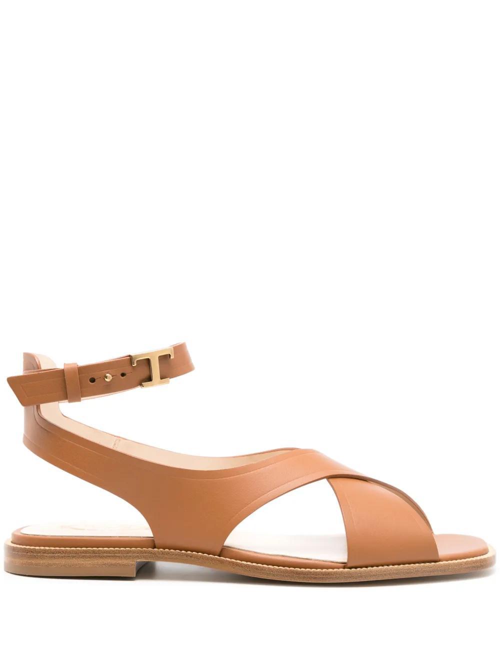 TOD'S Kenia Leather Sandals In Brown Product Image