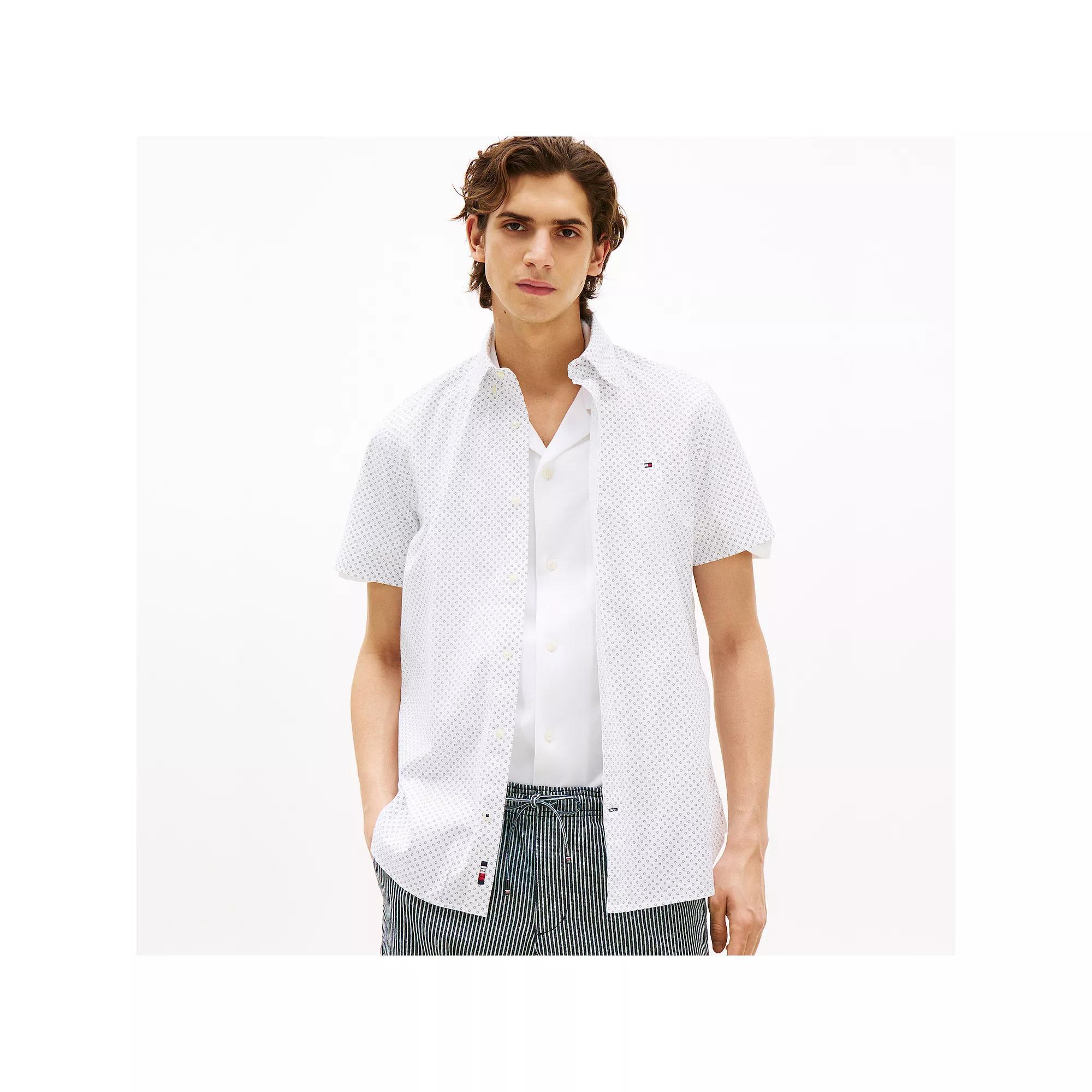 Men's Tommy Hilfiger Short Sleeve Printed Shirt, Size: XL, Optic White Product Image