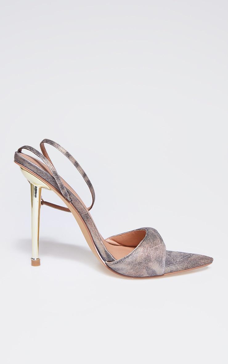 Dark Tiger Pu Point Toe Heeled Mules Product Image