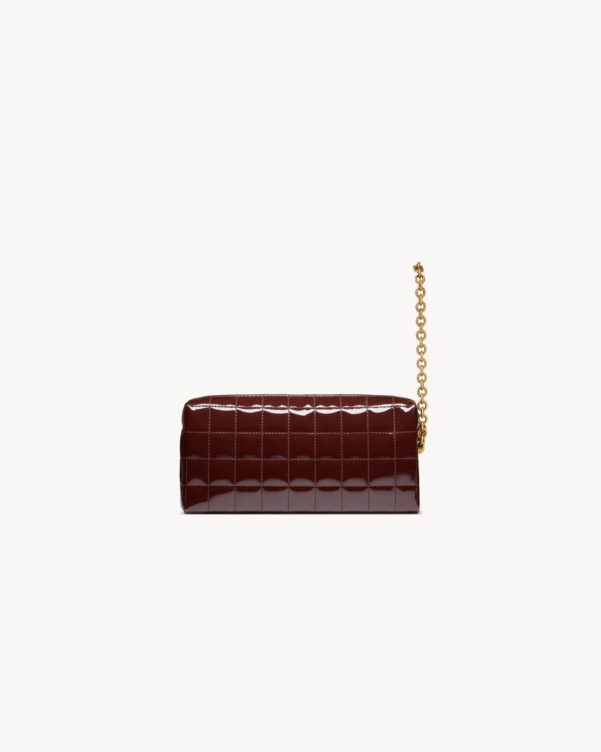 CASSANDRE MATELASSÉ CARRÉ pouch on chain in shiny canvas | Saint Laurent | YSL.com Product Image