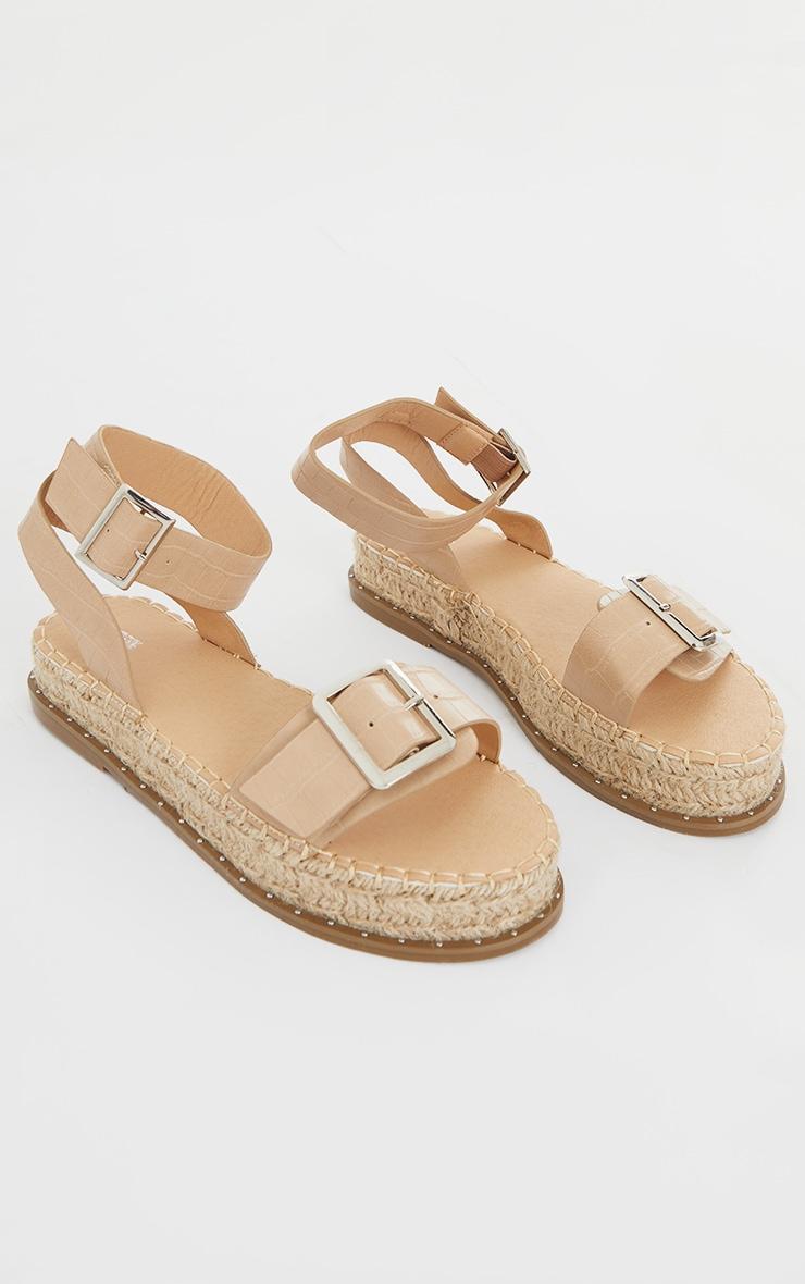 Nude PU Croc Buckle Detail Espadrille Sandals Product Image