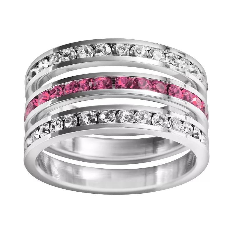 Traditions Jewelry Company Sterling Silver Crystal Eternity Ring Set, Womens White Blue Product Image