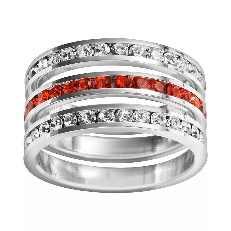 Traditions Jewelry Company Sterling Silver Crystal Eternity Ring Set, Womens White Blue Product Image