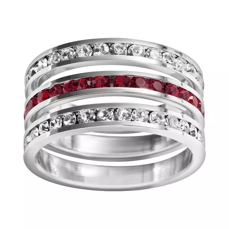 Traditions Jewelry Company Sterling Silver Crystal Eternity Ring Set, Womens White Blue Product Image