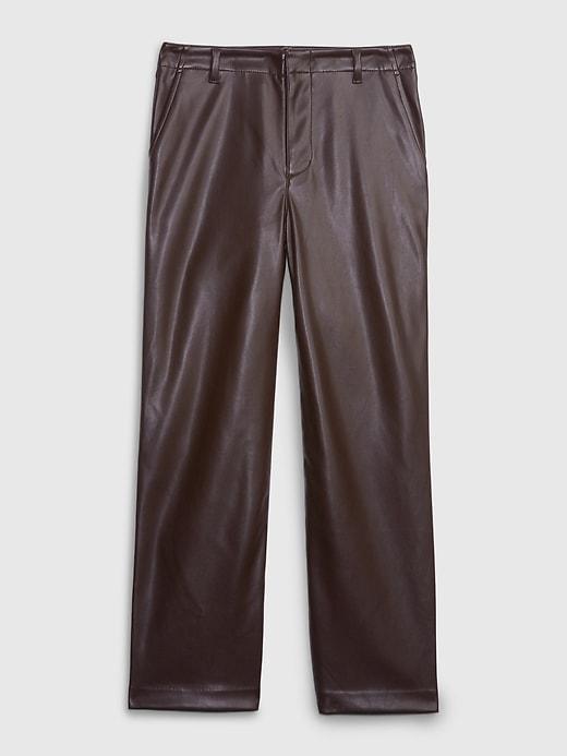 Mid Rise Vegan Leather Loose Pants Product Image