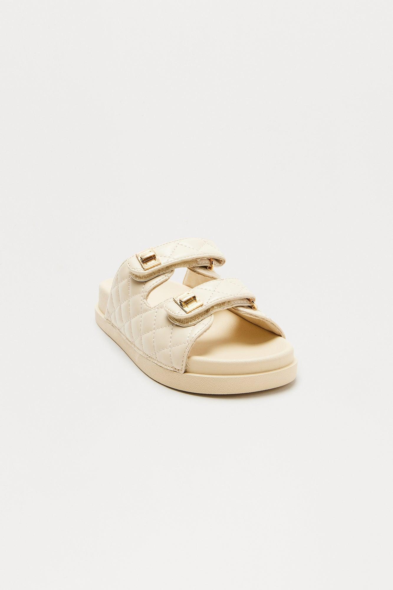 Darline Quilted Slip On Sandals - Ivory Product Image