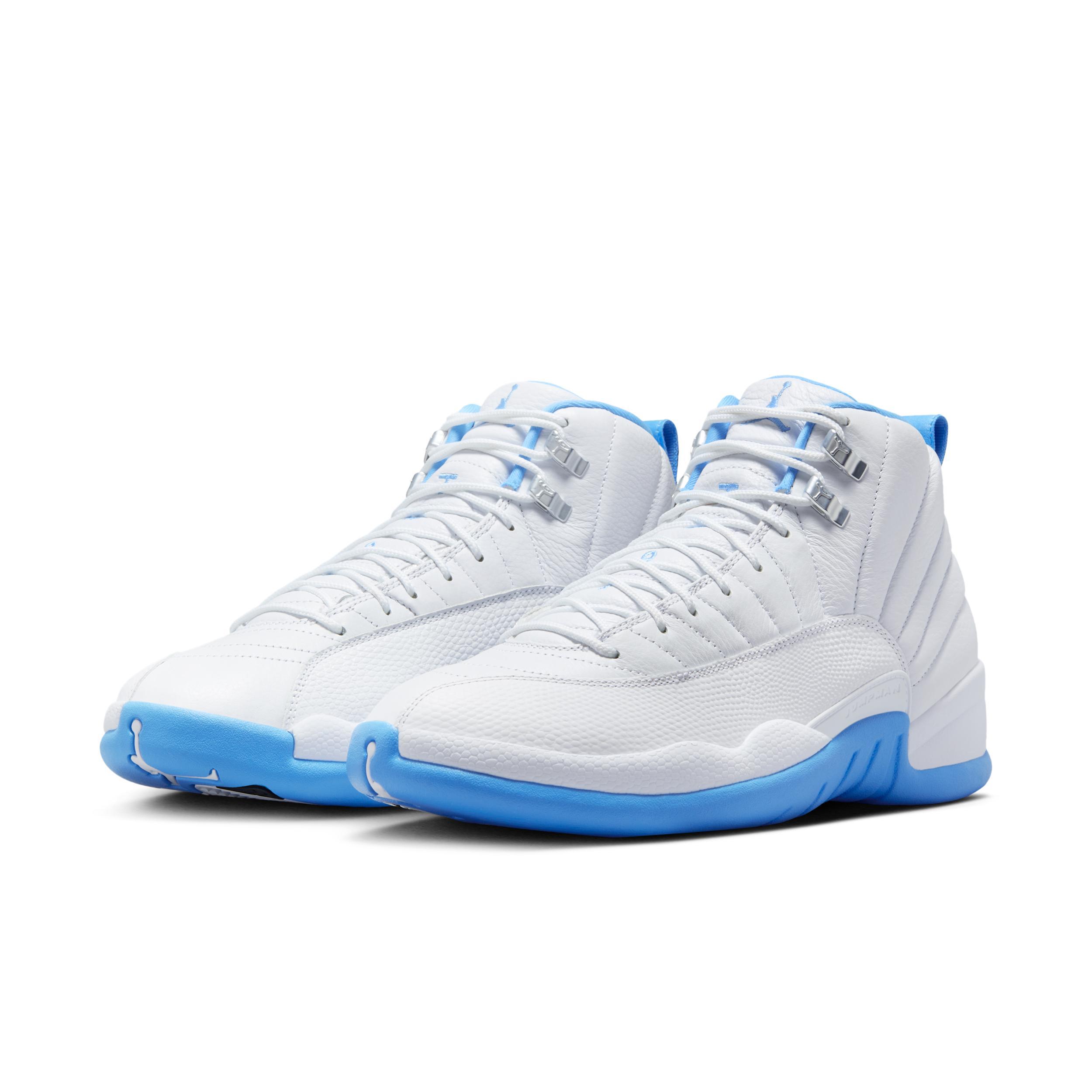 Men's Air Jordan 12 Retro and University Blue" Shoes in White Product Image