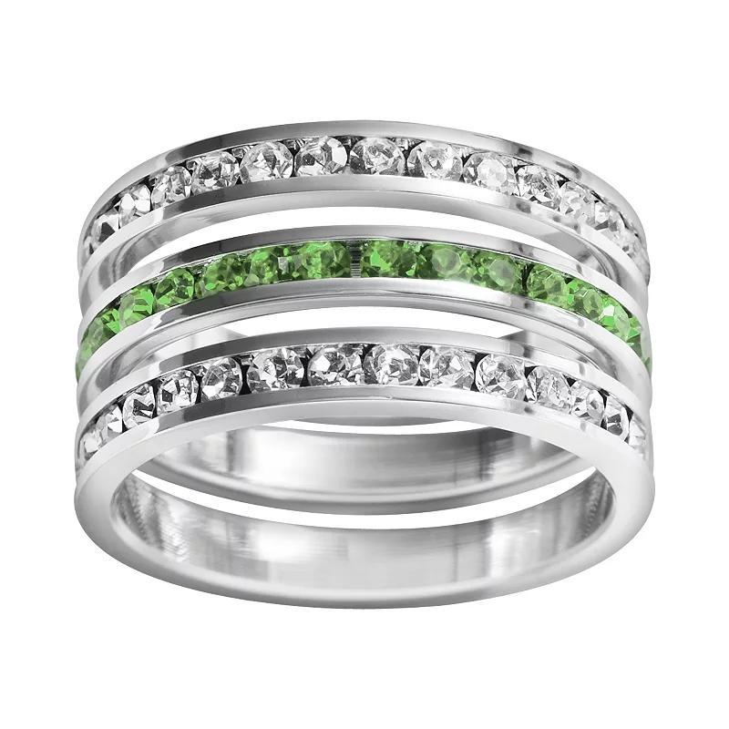 Traditions Jewelry Company Sterling Silver Crystal Eternity Ring Set, Womens White Blue Product Image