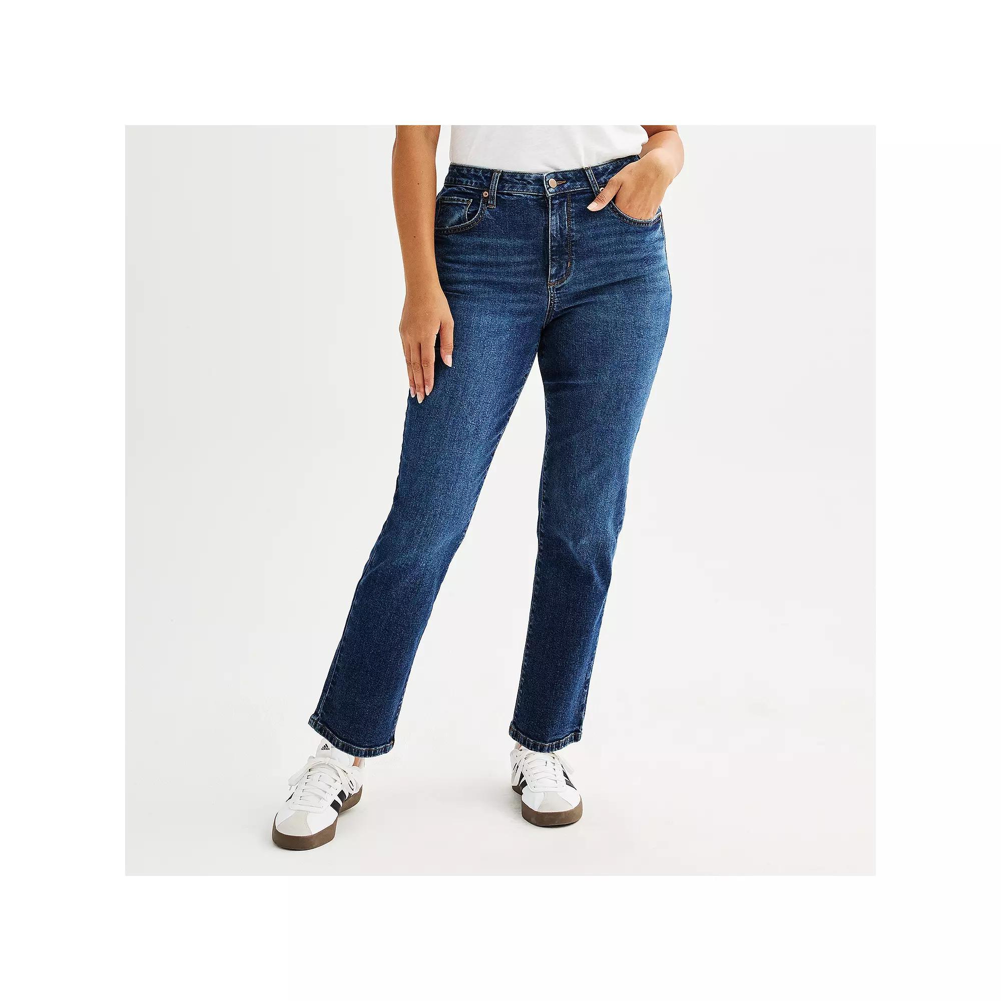 Women's Sonoma Goods For Life® High Rise Curvy Straight Jeans, Size: 2 Avg/Reg, Dark Blue Product Image
