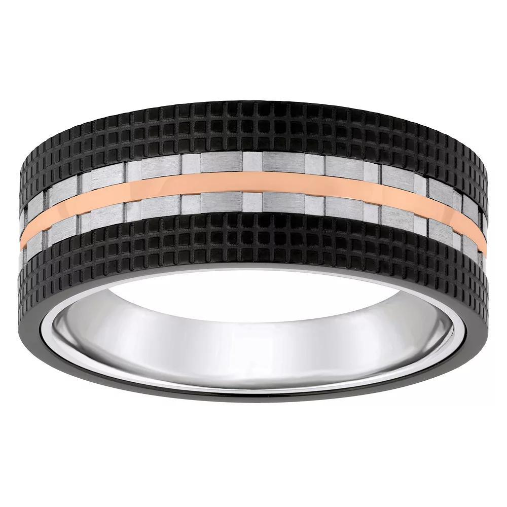 Rose & Black Ion-Plated Stainless Steel Men's Wedding Band, Size: 11.50, Tone Product Image