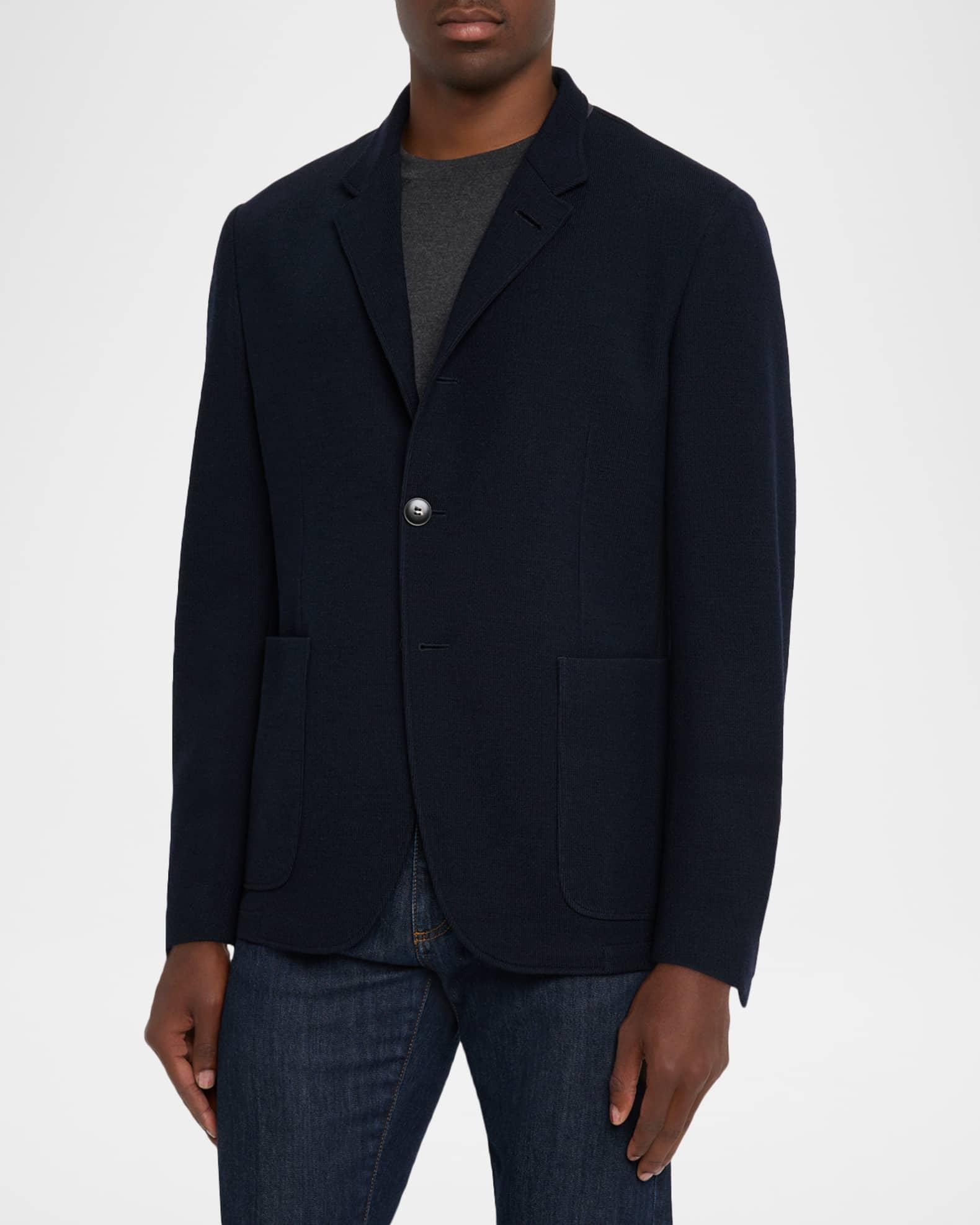 Men's Wool and Cotton Jersey Textured Blazer Product Image
