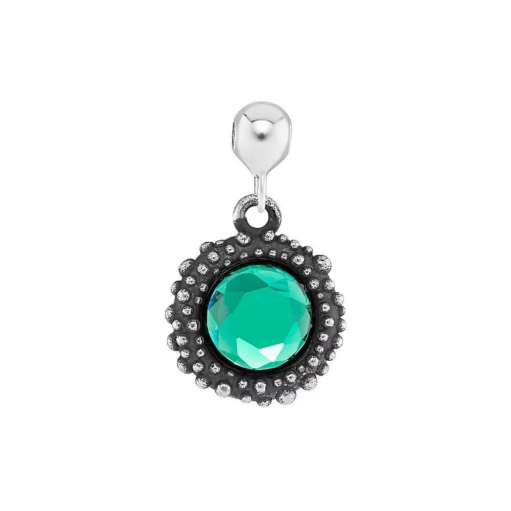 PRIMROSE Sterling Silver Oxidized Beaded Round Cubic Zirconia, Red Corundum & Spinel Sliding Charm, Women's, Sterling May Product Image