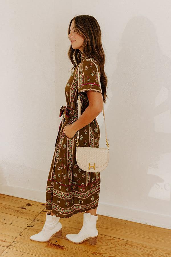 Rosewood Fields Floral Midi Dress in Mocha Product Image