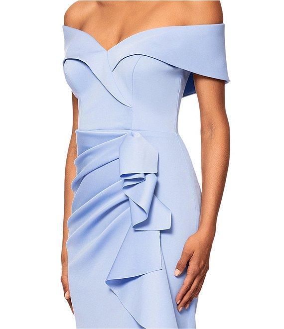 Xscape Stretch Off-the-Shoulder Short Sleeve Mermaid Gown with Ruffle Product Image