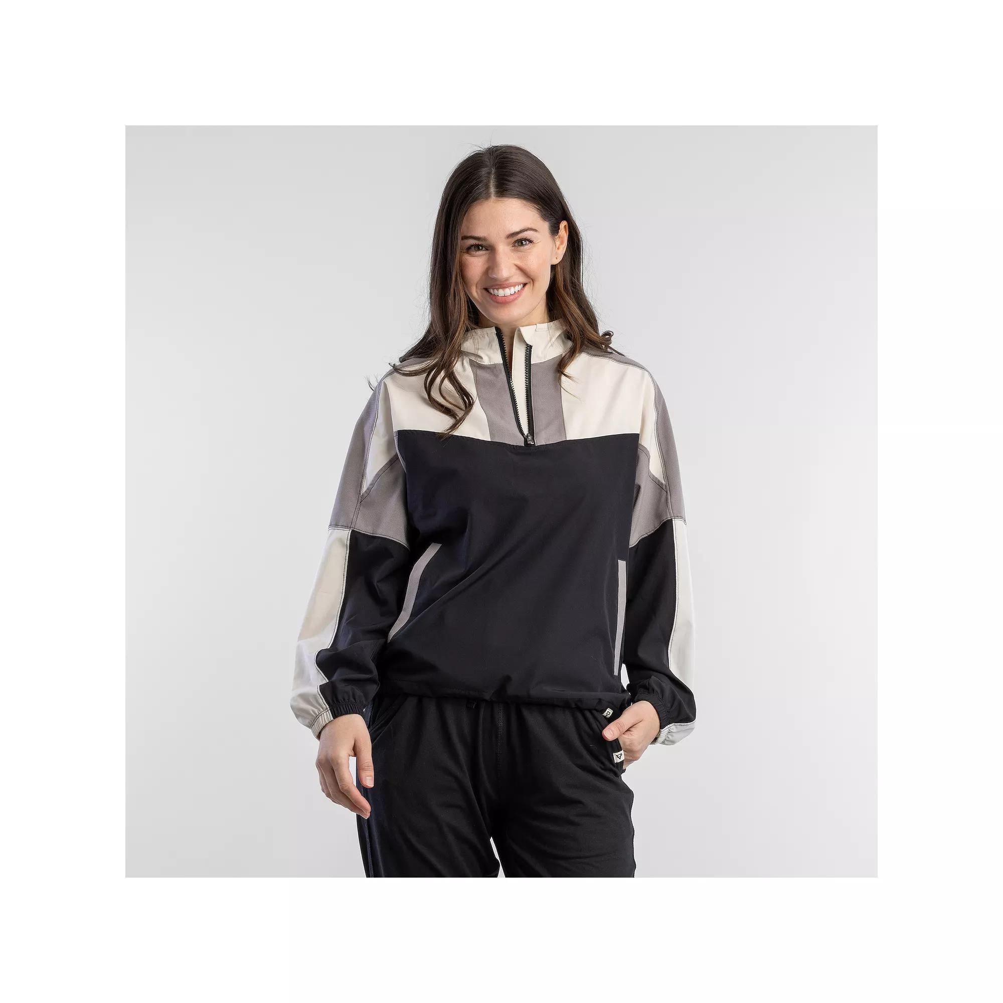 Womens LIV Outdoor Lightweight Pullover Jacket Black Brown Product Image