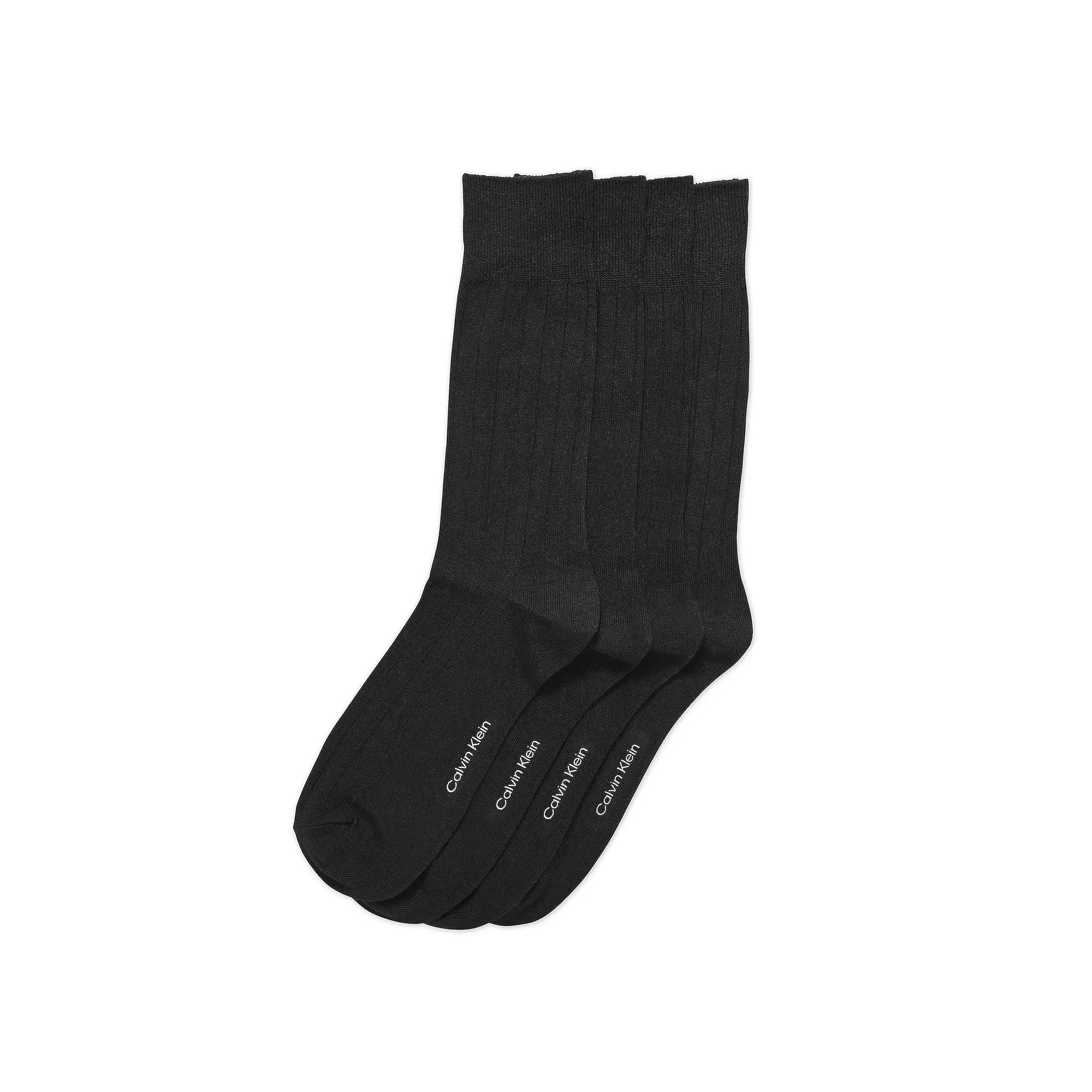 Men's Calvin Klein 4-Pack Ribbed Dress Crew Socks, Black Product Image