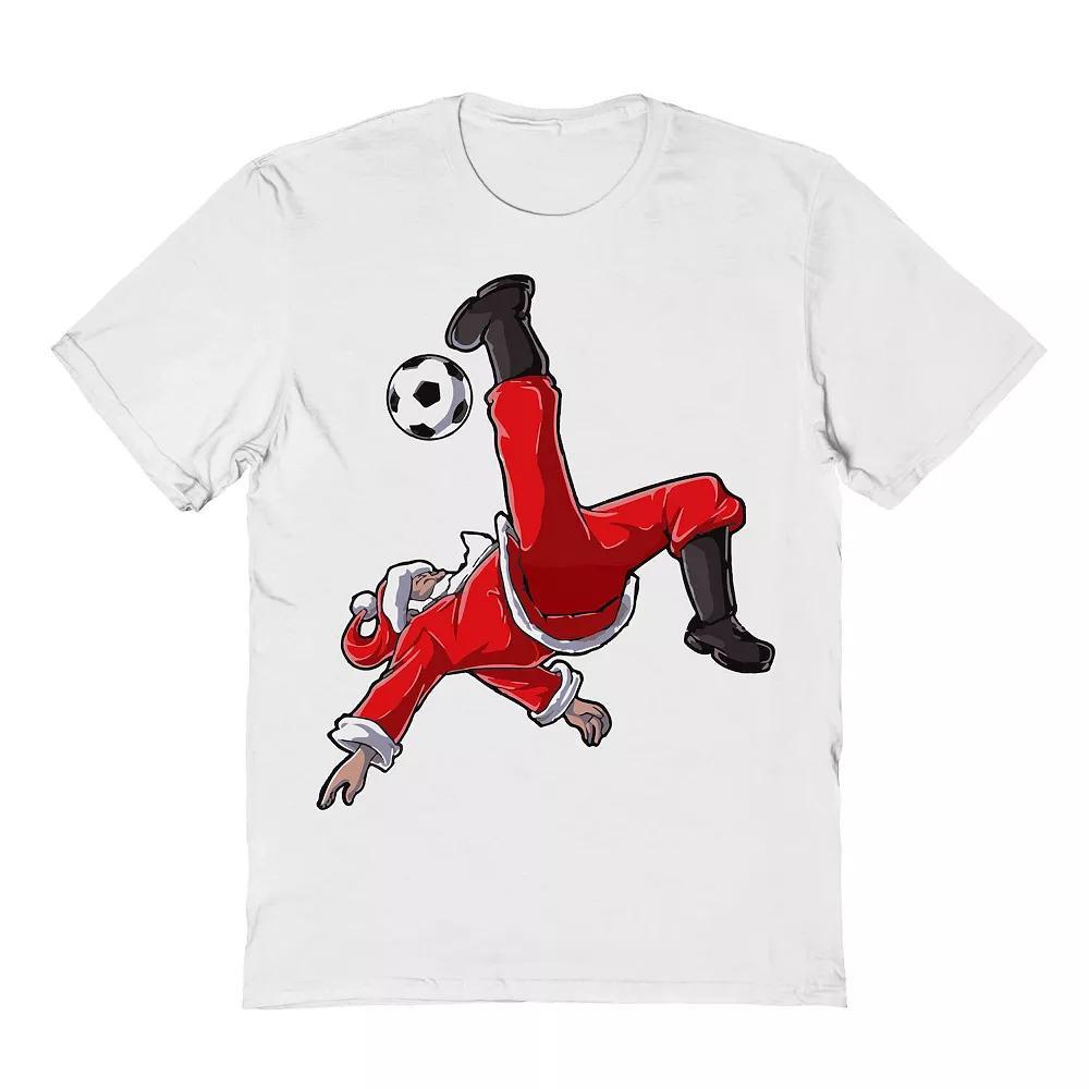 Men's Santa Soccer Football Christmas Graphic Tee, Size: XXL, White Product Image