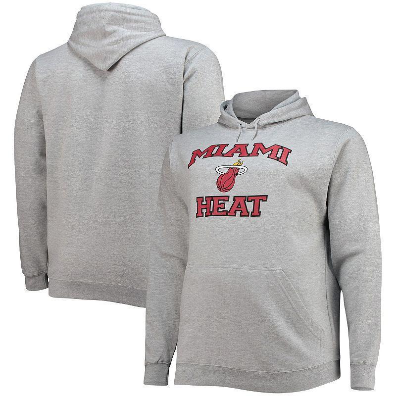 Men's Heathered Gray Miami Heat Big & Tall Heart & Soul Pullover Hoodie, Size: 2XLT, Grey Product Image