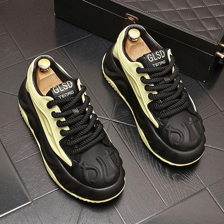 Lettering Lace-Up Platform Sneakers Product Image