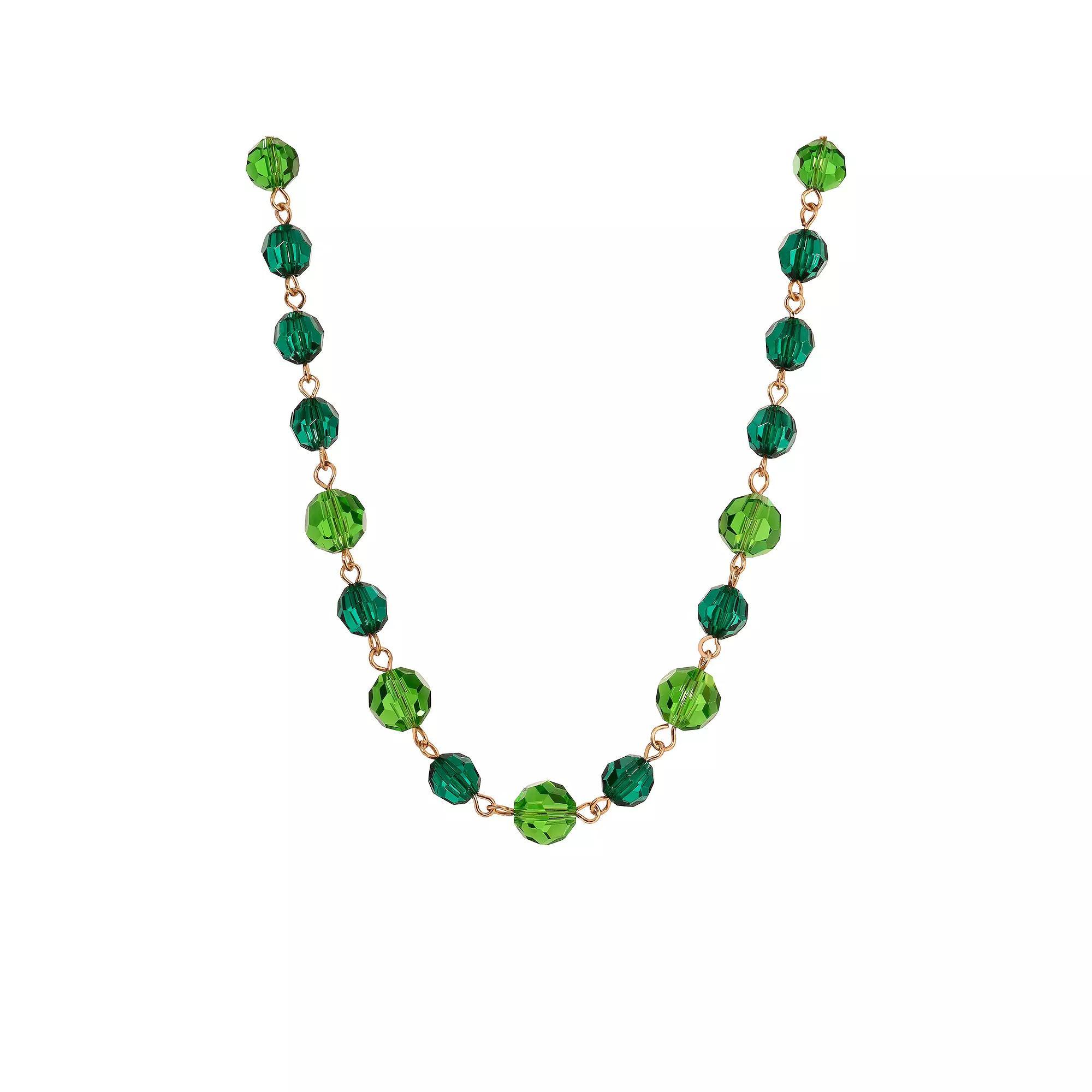 1928 Linked Faceted Bead Necklace, Womens, Green Product Image