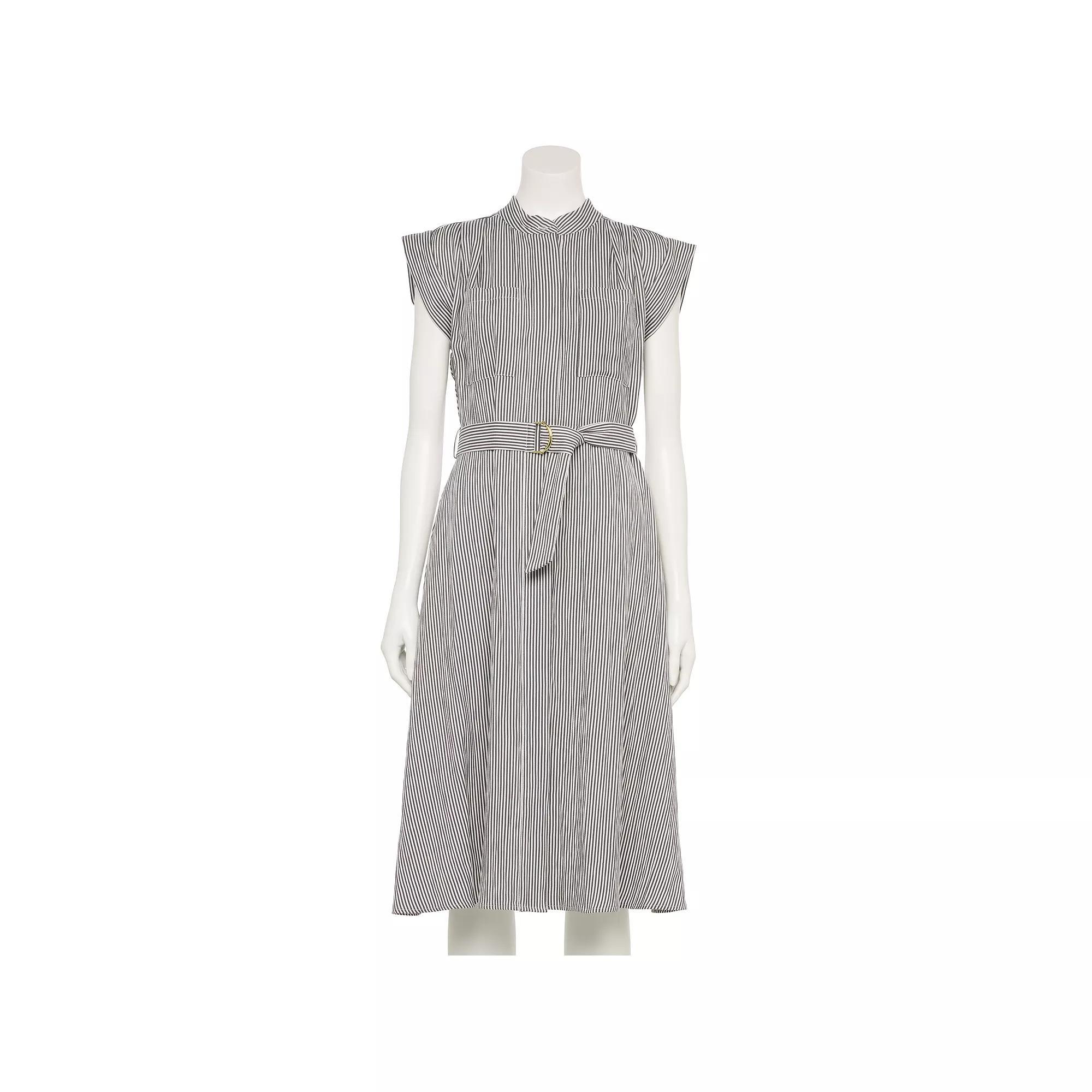 Women's Nine West Adaptive Cap Sleeve Shirt Dress, Size: XS, Gray Stripe Product Image