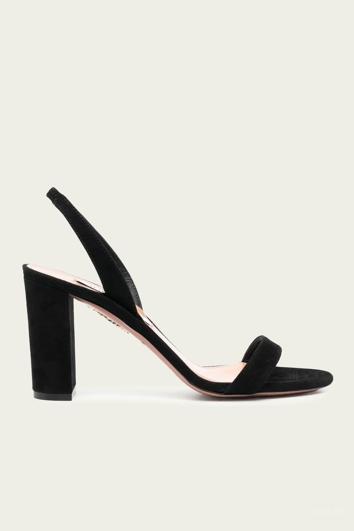 AQUAZZURA So Nude 85 Leather Slingback Sandals In Black Product Image