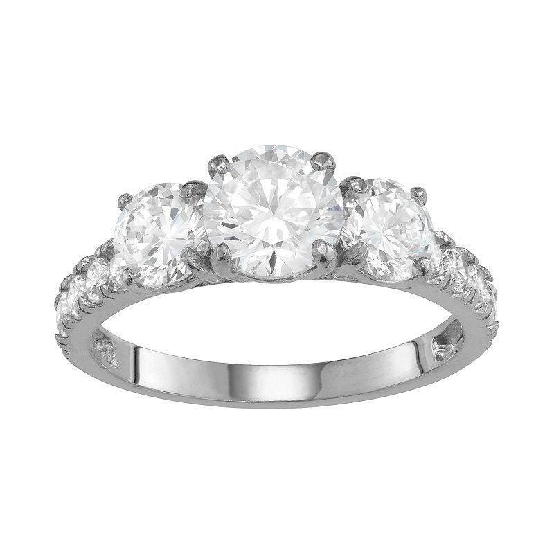 Designs by Gioelli 10k Gold 3-Stone Cubic Zirconia Engagement Ring, Womens Yellow Product Image