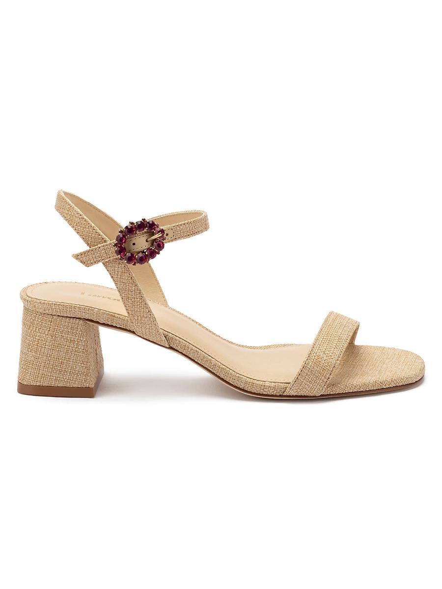 Womens Selena 45MM Raffia Block-Heel Sandals Product Image