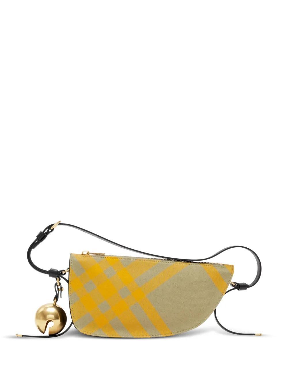 BURBERRY Sling Shield Check-pattern Shoulder Bag In Nude Product Image