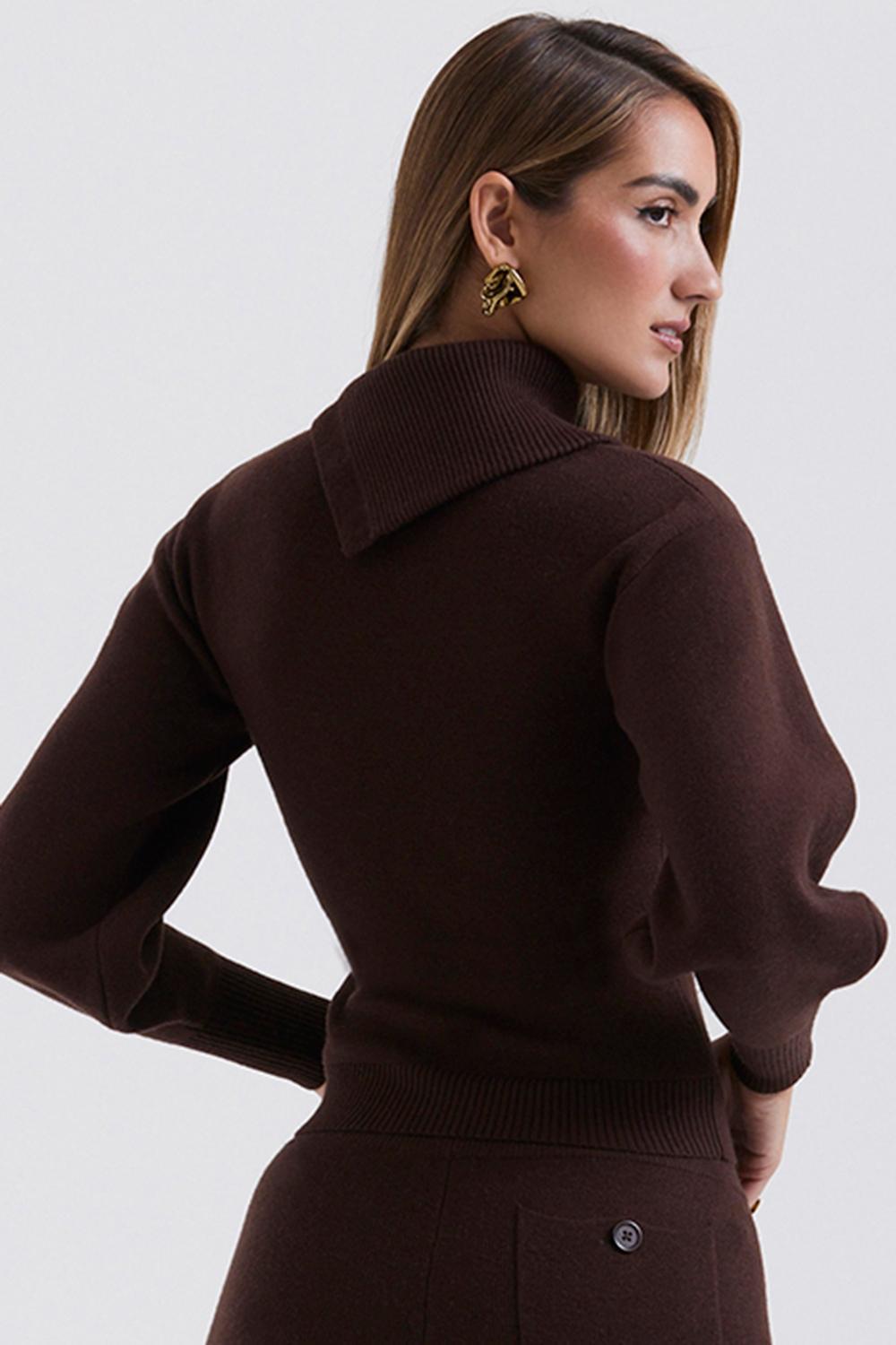 Adelita Chocolate Cashmere Blend Sweater Product Image