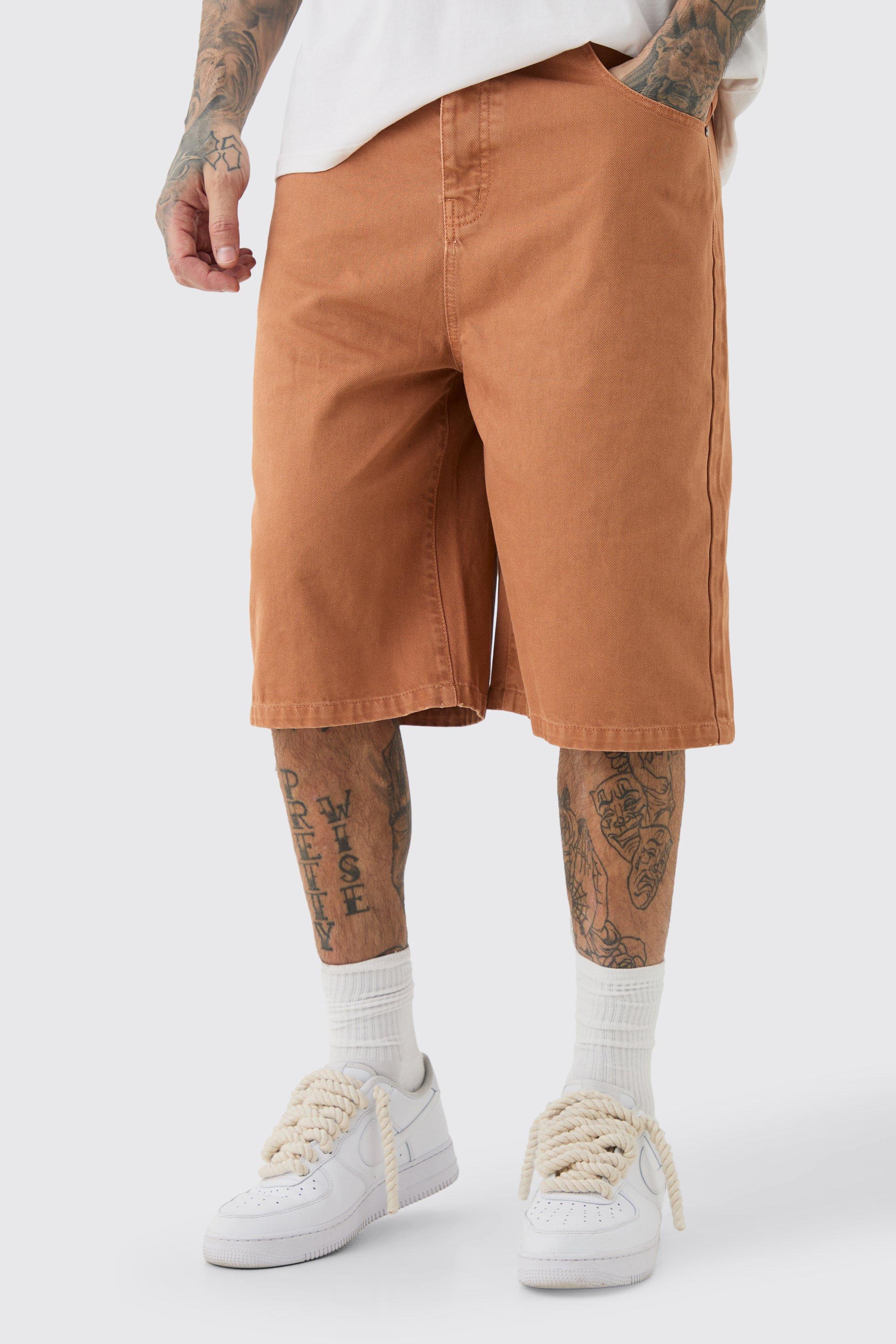 Mens Tall Overdyed Denim Jorts - Brown Product Image