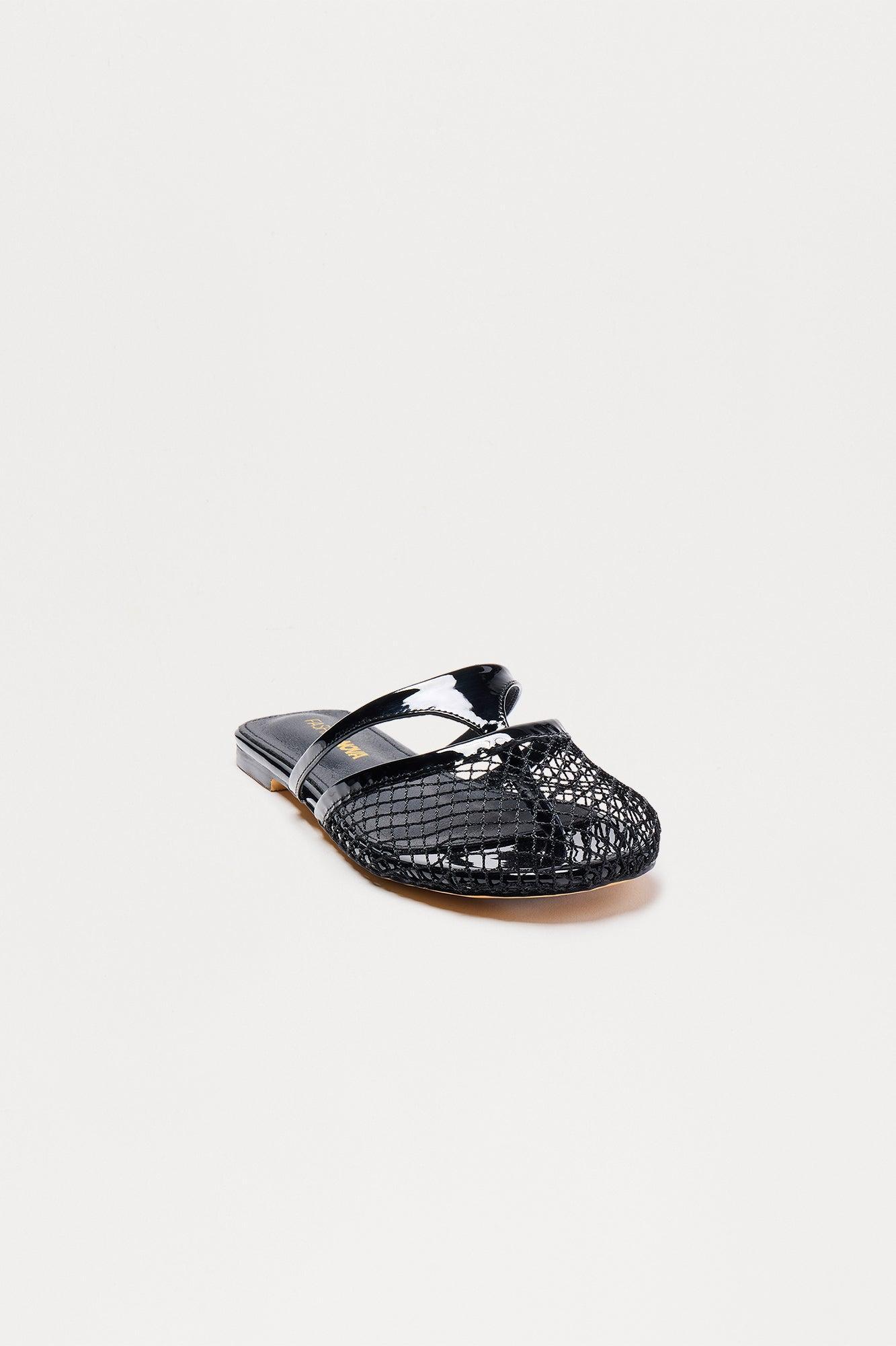 Roxie Fishnet Flip Flops - Black Product Image