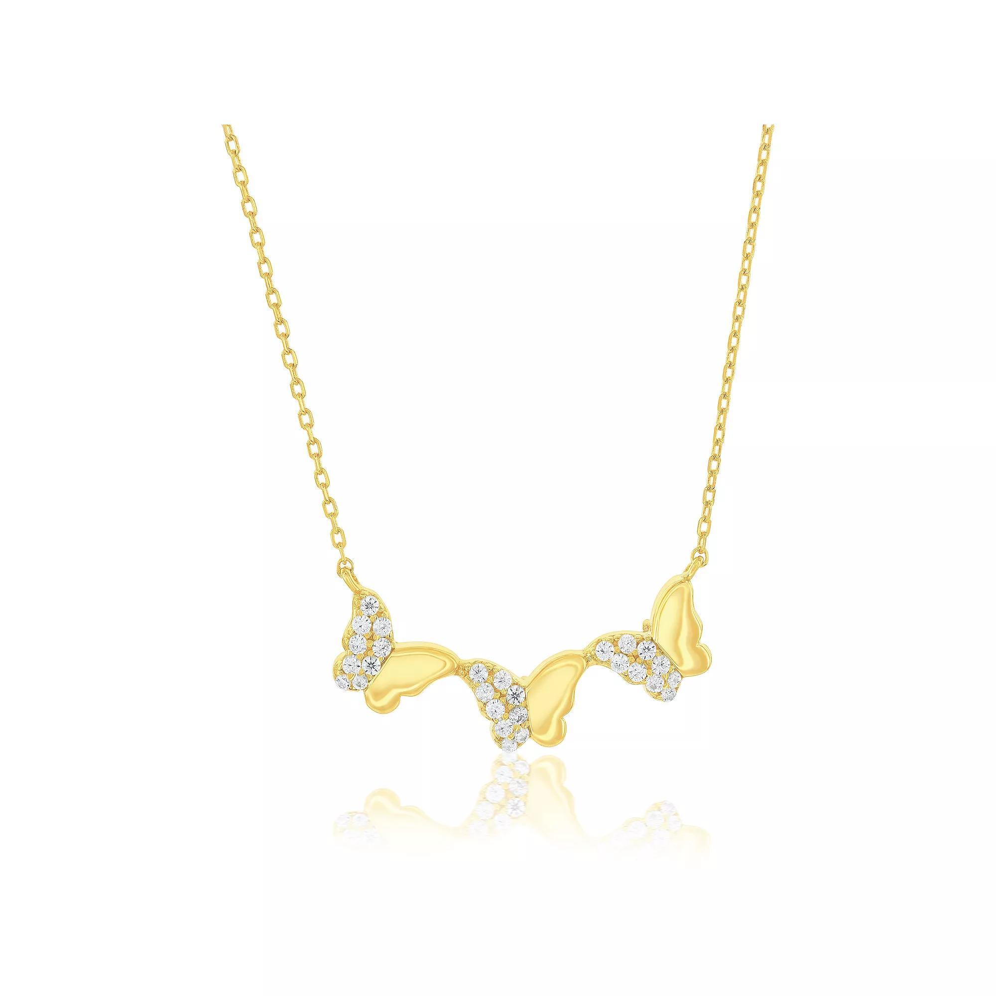 Argento Bella 14k Gold Over Silver Double-Sided Butterfly Necklace, Women's, Size: 16-18" ADJ, Gold Tone Product Image