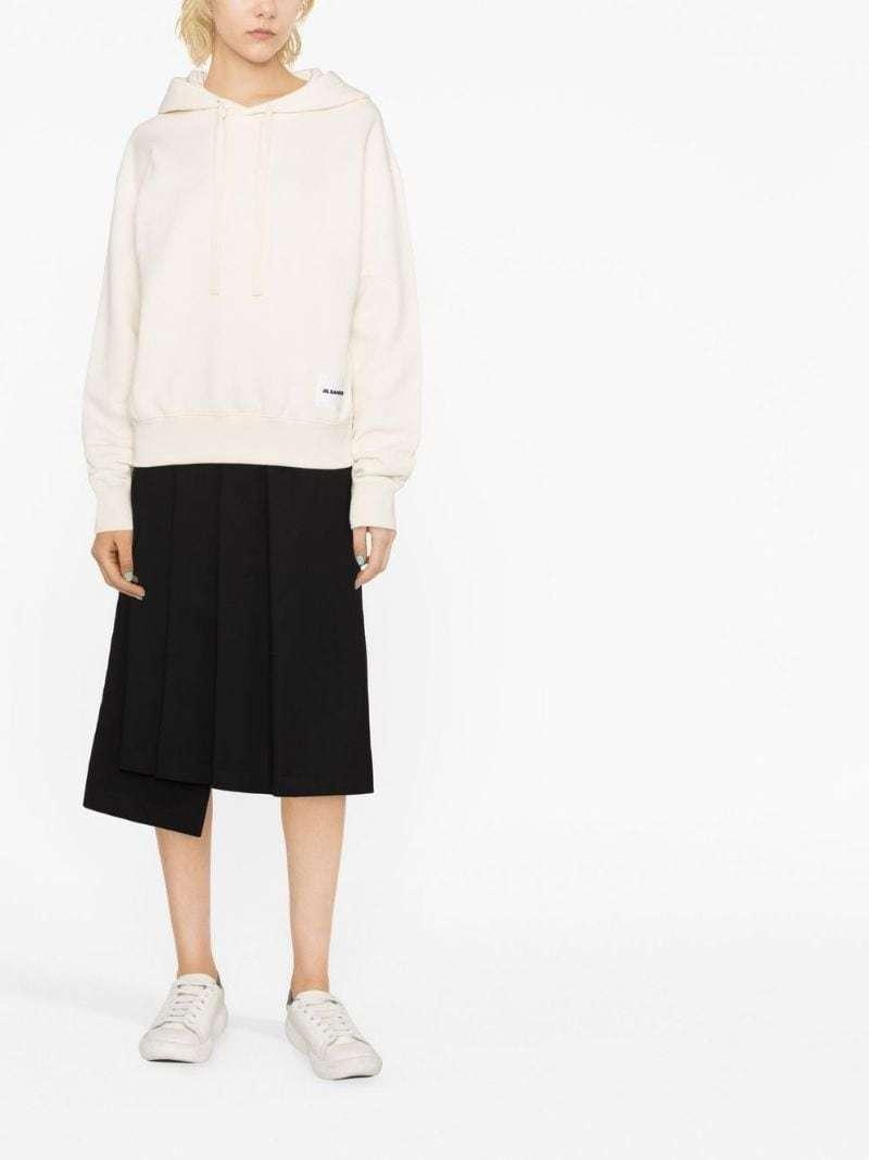 JIL SANDER Logo-patch Drawstring Hoodie In White Product Image