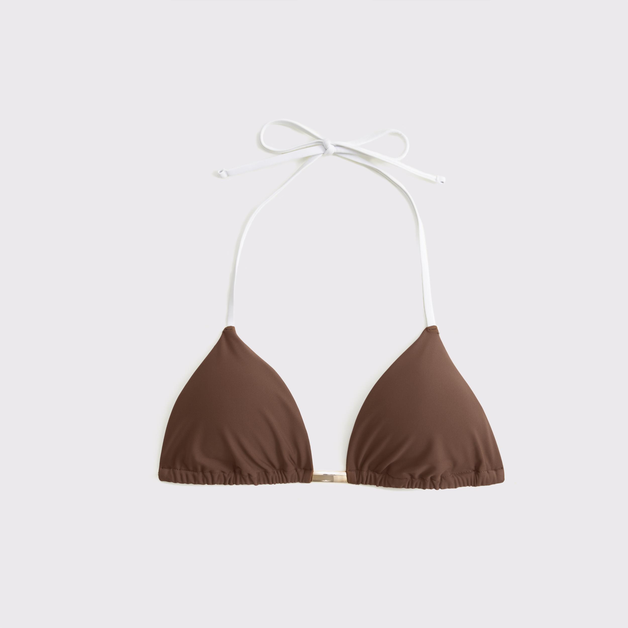 Beaded Halter String Triangle Bikini Top Product Image