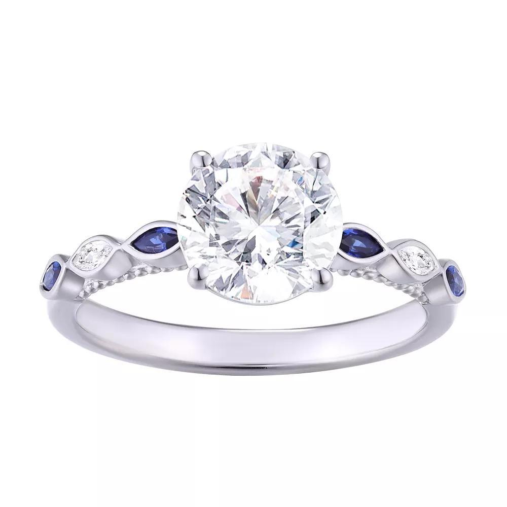 Sterling Silver Lab-Created White & Blue Sapphire Fashion Ring, Women's, Size: 6 Product Image