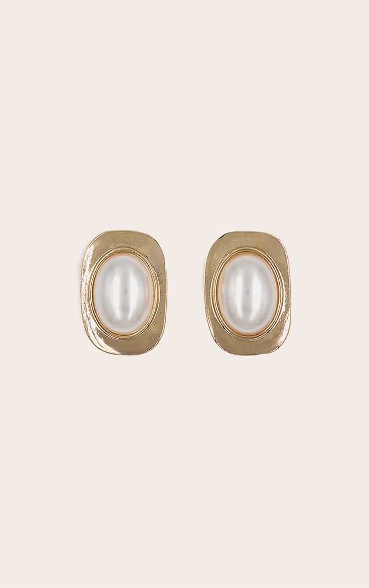 Gold Rectangular Enamel Stud Earrings Product Image