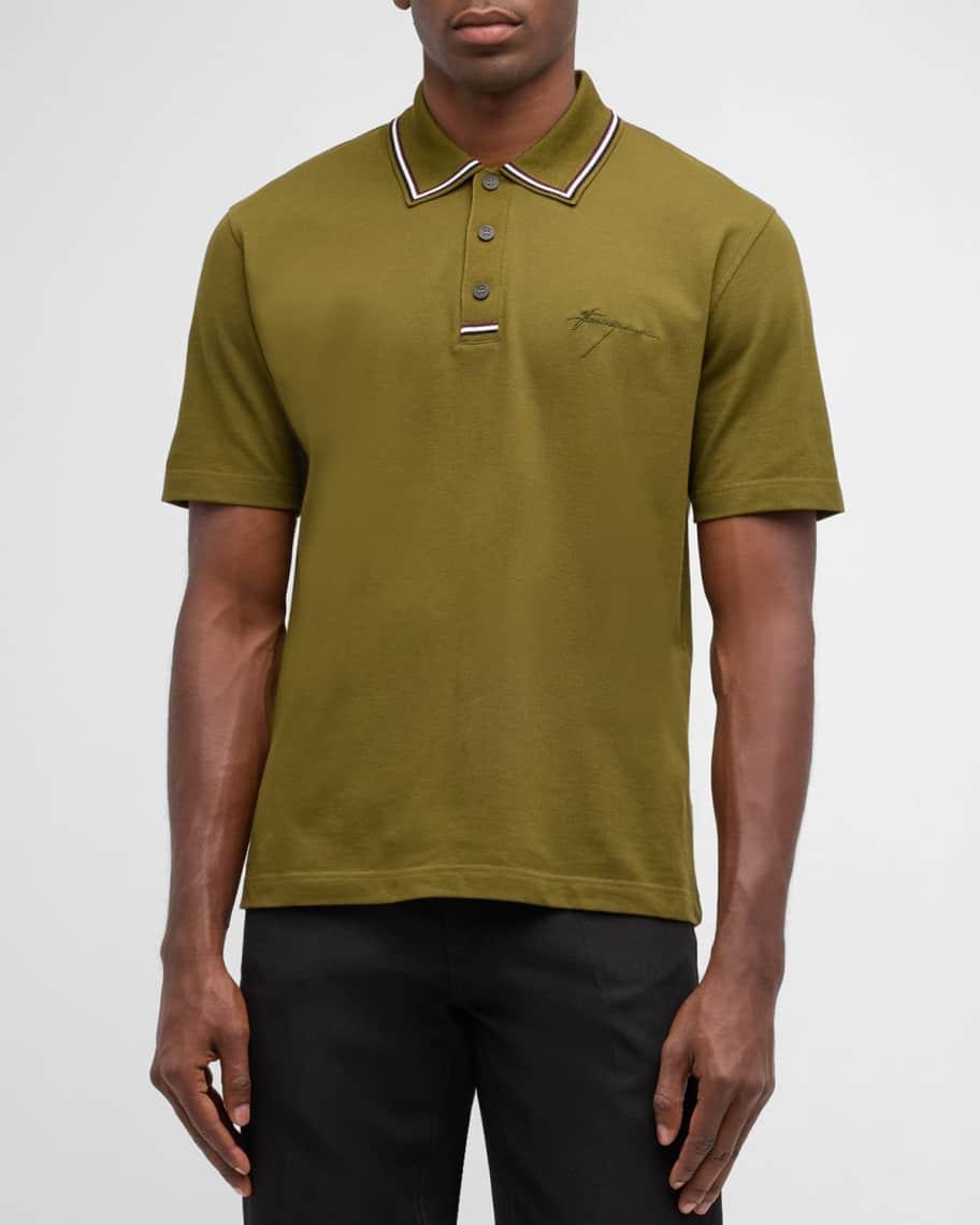 Mens Contrast-Collar Pique Polo Shirt Product Image