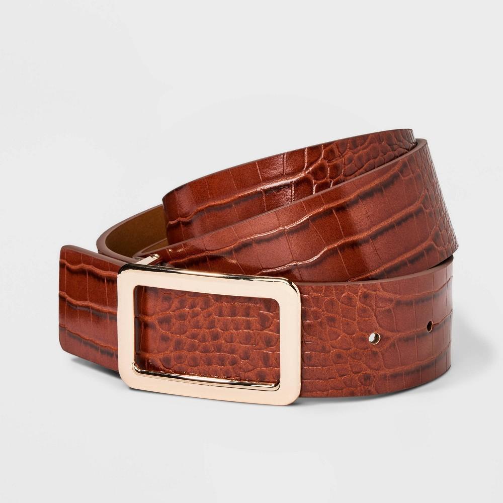 Womens Square Buckle Belt - A New Day Black S: Adjustable Strap Product Image