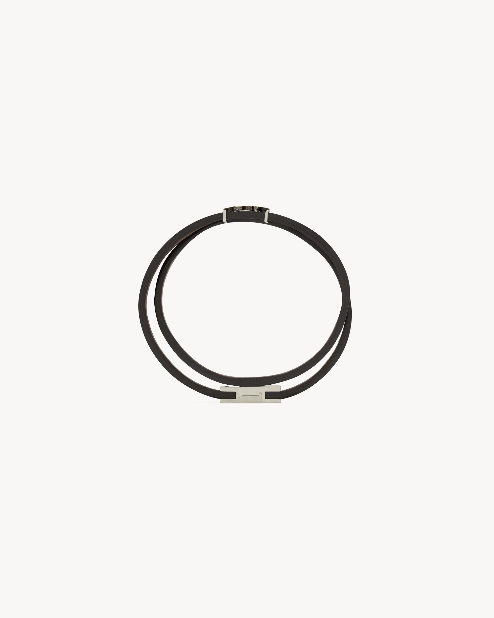 CASSANDRE double-wrap bracelet in leather Product Image