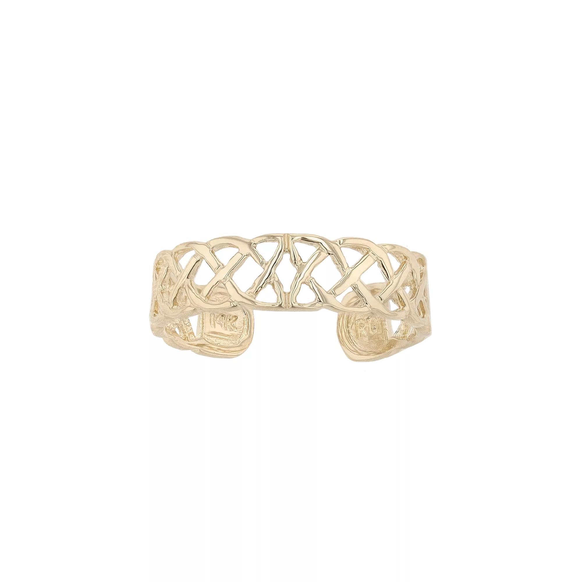 14k Gold Laced Up Cuff Toe Ring, Women's Product Image