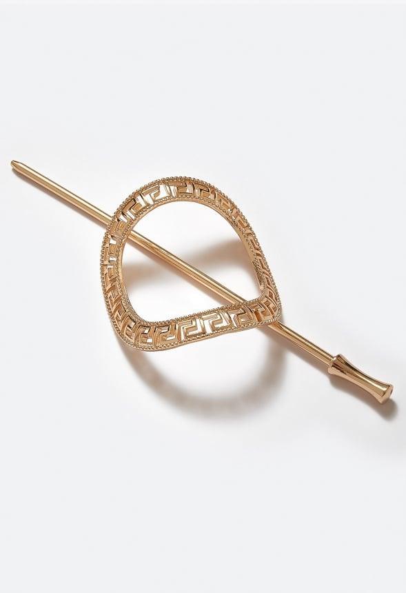 Bella Geometric Cut Out Pattern Hair Ring With Pin Product Image